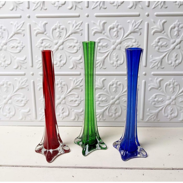 Trio de Vases en verre coloré